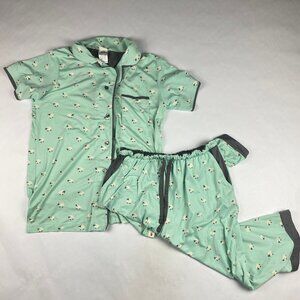 Munki Munki Sheep Print Mint Size Medium Pajamas PJ Set - Top and Bottom